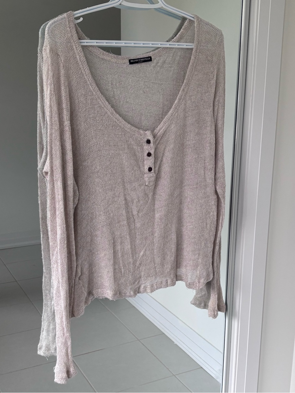 Brandy Melville Knit Henley Longsleeve Top